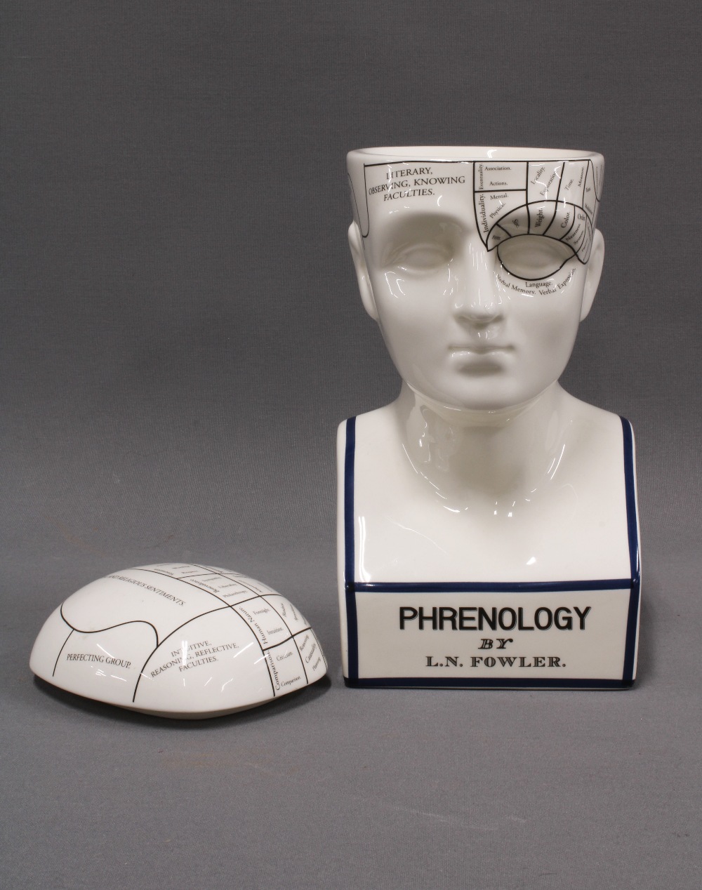 Modern Phrenology head with removable top, overall height 27cm - Image 2 of 2