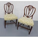 Pair of Georgian fruitwood dining chairs with upholstered stuff over seats (one chair is A/F) 54 x