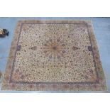 Large Ambala Jacquard Wilton carpet, beige field with all-over foliate pattern, (a/f with cuts to