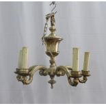 Brass chandelier style light fitting and another (2)