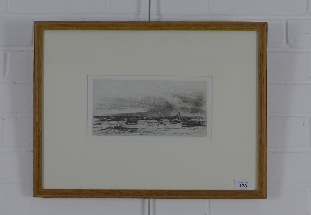 DY Cameron, Arran, etching, framed under glass, 24 x 12cm - Image 2 of 3