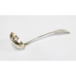 George IV Scottish silver sauce ladle, Edinburgh 1828, with initial engraved terminal, 15cm