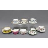 Collection of porcelain cabinet cups and saucers (14) (some a/f)