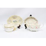 Two late 18th / early 19th century English porcelain teapots and two plates (4)