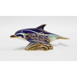 Royal Crown Derby Imari paperweight in the form of a Bottlenose Dolphin, 19cm.