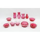 A collection of Victorian and later cranberry glass wares (11)