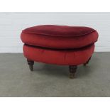 Red upholstered stool, on mahogany legs, 66 x 39 x 55cm.