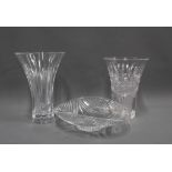 Waterford Marquis vase 28cm high and another contemporary Waterford crystal vase and an unmarked cut