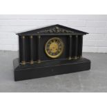 Black slate mantle clock, 51 x 31 x 19cm.