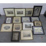 Quantity of engravings and prints, all framed, various sizes (15)