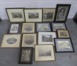 Quantity of engravings and prints, all framed, various sizes (15)