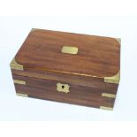 Mahogany and brass mounted jewellery box, rectangular hinged lid with a leather lift out tray, 28