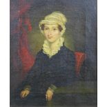 19th century British School, oil painting of canvas of a Young Woman dressed in black, apparently