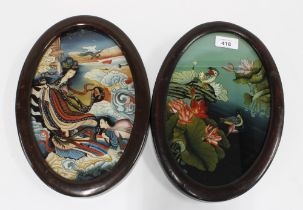 A pair of oval chinoiserie prints, glazed frames. 30 x 20cm (2)