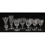 A group of early 20th century drinking glasses with etched garlands (9) 17cm.