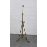 Late 19th / early 20th century brass standard lamp, 135cm.