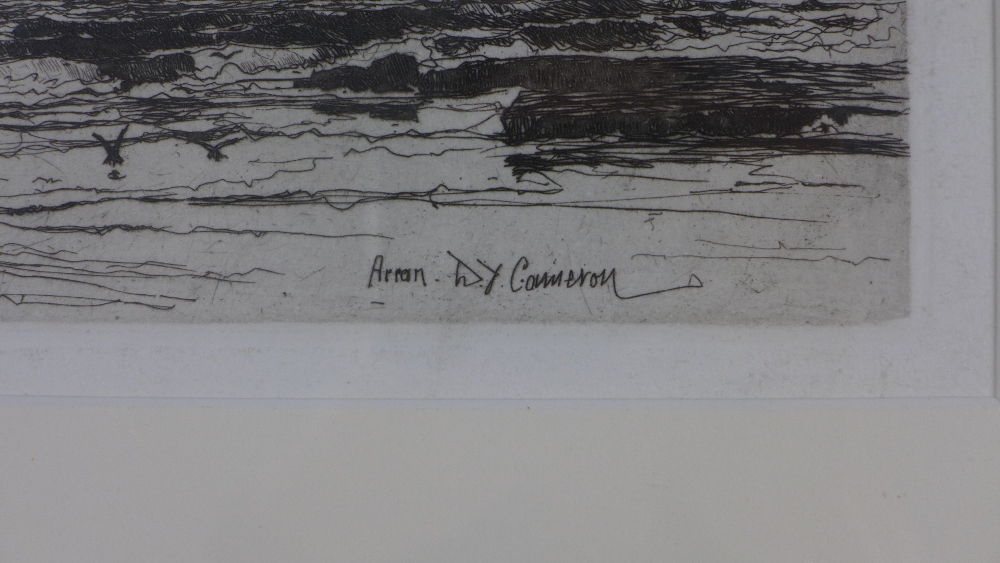 DY Cameron, Arran, etching, framed under glass, 24 x 12cm - Image 3 of 3