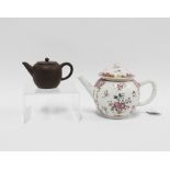 18th century Chinese famille rose bullet shaped teapot and cover (lid with losses) together with a