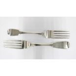 Scottish provincial silver table forks, fiddle pattern, to include William Jamieson, Aberdeen 1825 &