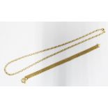 18ct gold five row mesh bracelet, stamped 750 together with an 18arat gold chain necklace, stamped