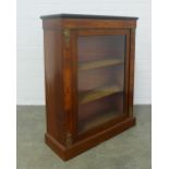 Victorian mahogany and ebonised pier cabinet, rectangular top over an inlaid frieze and glazed door,