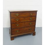 19th century mahogany chest, the rectangular top above four long graduating drawers on bracket feet,