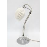 Original BTC (British Lighting Manufacturers) table lamp with white ceramic shade, on a circular