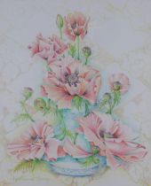 Kristianne Harvey, botanical study watercolour on paper, signed and framed under glass, 40 x 50cm