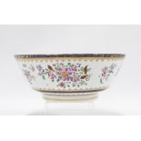 Continental porcelain punch bowl in the chinoiserie style, likely Samson, 11 x 29cm