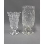 Waterford crystal vase , 25cm high together with a larger cut glass vase (2)