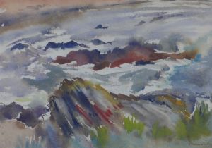 Robert MacDonald Scott, Scottish (1914-1994) 'Rough Sea, Coldingham', watercolour on paper, signed