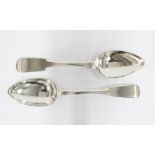 Two Scottish provincial silver fiddle pattern tablespoons to include James Pirie, Aberdeen circa