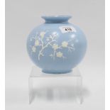 Copeland Spode pale blue vase, globular form and decorated in relief with blossom, printed