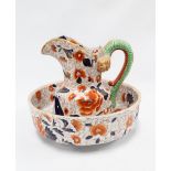 Masons Ironstone China wash basin and jug, 28cm tall (2)