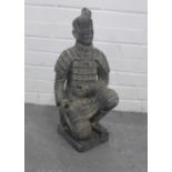 Large Chinese terracotta army figure, detachable head 29 x 53cm.