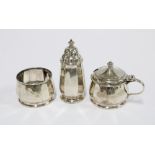 Walker & Hall three piece silver condiment set, Chester 1938 (3) (lacking liners)