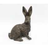 A large bronze hare, 32cm
