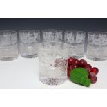 Set of six Edinburgh Crystal Thistle design Double Old Fashioned whisky tumblers / glasses, in