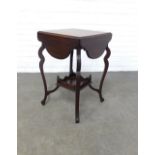 An edwardian mahogany drop leaf table, (A/F) 46 x 69cm.