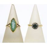 18ct gold gemset dress ring and an 18ct gold cameo ring (2)