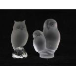 French opaque glass owl and another (2)