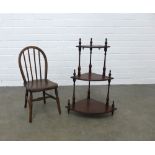 Mahogany corner whatnot and a child's hoop back chair, 39 x 58cm. (2)
