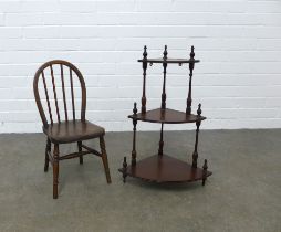 Mahogany corner whatnot and a child's hoop back chair, 39 x 58cm. (2)