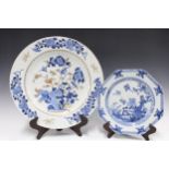 18th century Chinese blue and white plate, together with a Japanese charger and plate