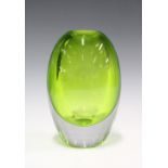 Green art glass vase, 20cm