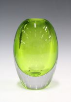 Green art glass vase, 20cm