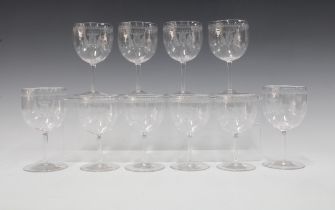Set of ten 19th century glasses, each finely engraved with a Ducal Coronet above a heart shaped