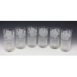 Rare set of six Edinburgh Crystal Thistle design Highball whisky tumblers / glasses, in unused
