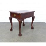Side table, rectangular top with gadroon edge, on carved cabriole legs, 46 x 60 x 69cm.