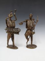 Two Nigerian bronze musician figures. (provenance: Private Scottish Collection) (2) 31cm.